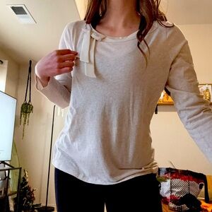 Cream Bow 3/4 long sleeve LOFT blouse top